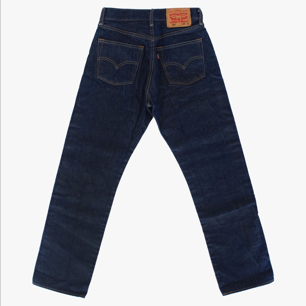 LEVI 501 DARK WASH RAW DENIM JEANS